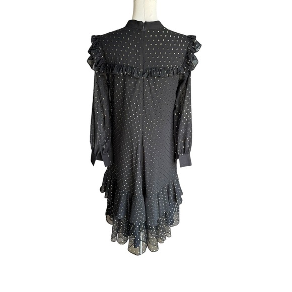 Ted Baker - Rebekha Joyous Ruffled Black Long Sleeve Polka Dots Dress Sz 2 US 6 - Picture 6 of 10